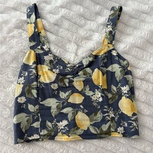 Abercrombie & Fitch Lemon Print Women's Top - Blue and Yellow